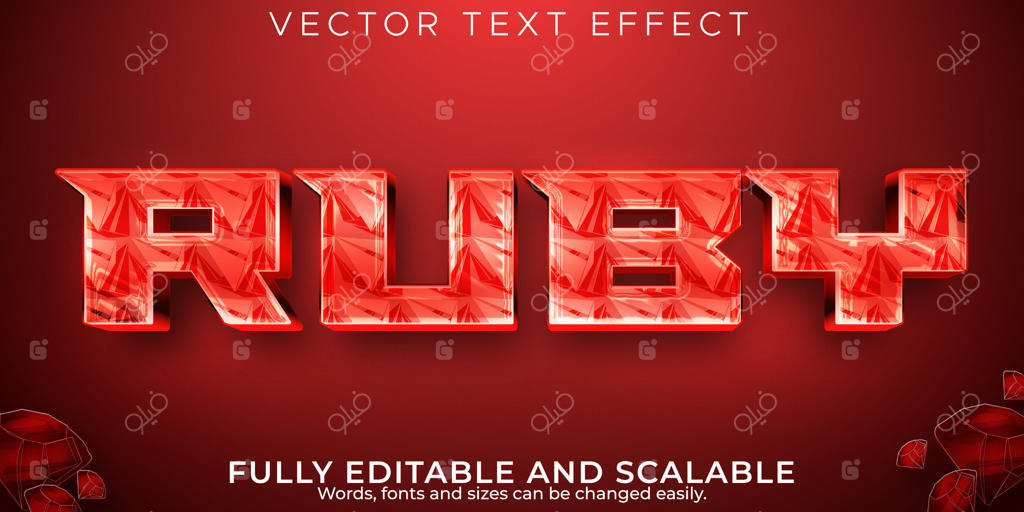 افکت متنی جواهرات یاقوت: استایل متن لوکس و جواهر قابل ویرایش