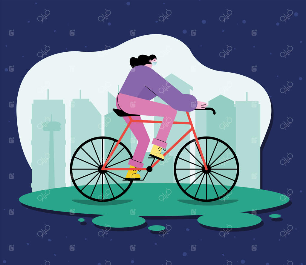 زنی در حال دوچرخه‌سواری