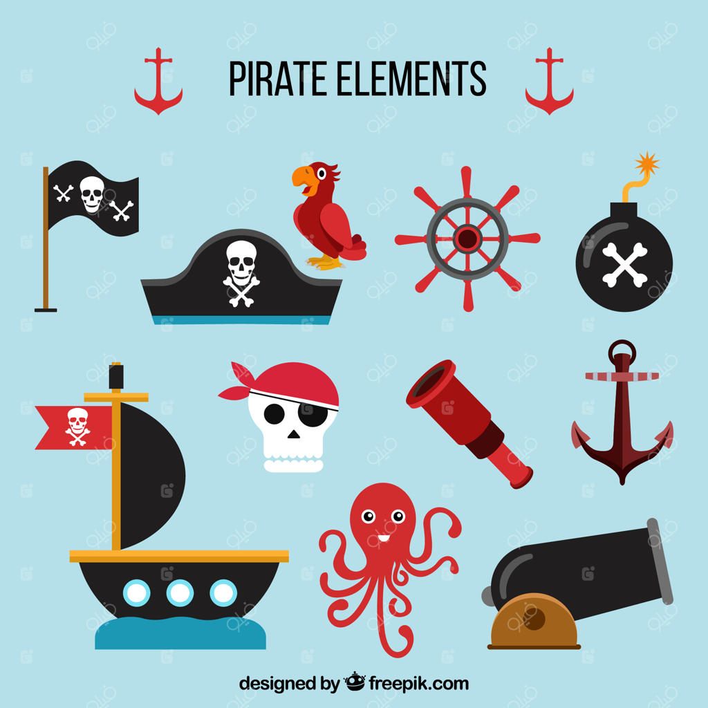 چیدمان متنوعی از عناصر دزدان دریایی