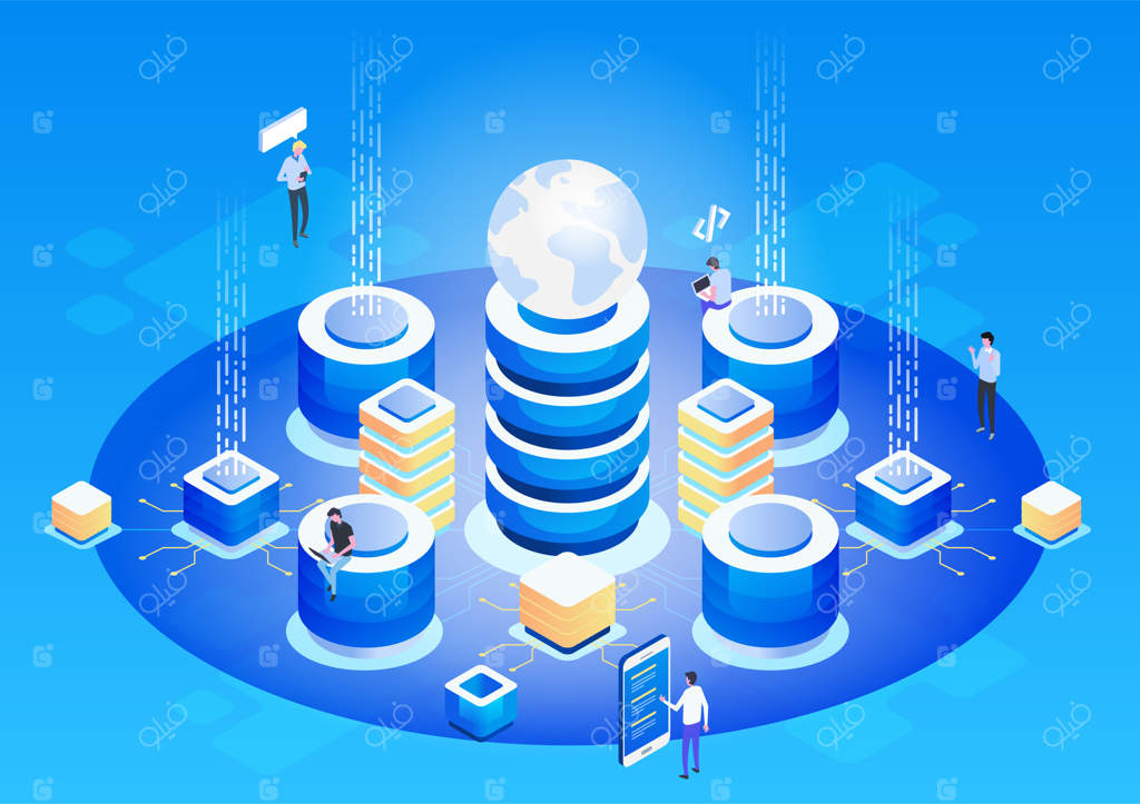 مفهوم فناوری پیشرفته. ذخیره‌سازی داده‌ها. کسب و کار فناوری ابری.