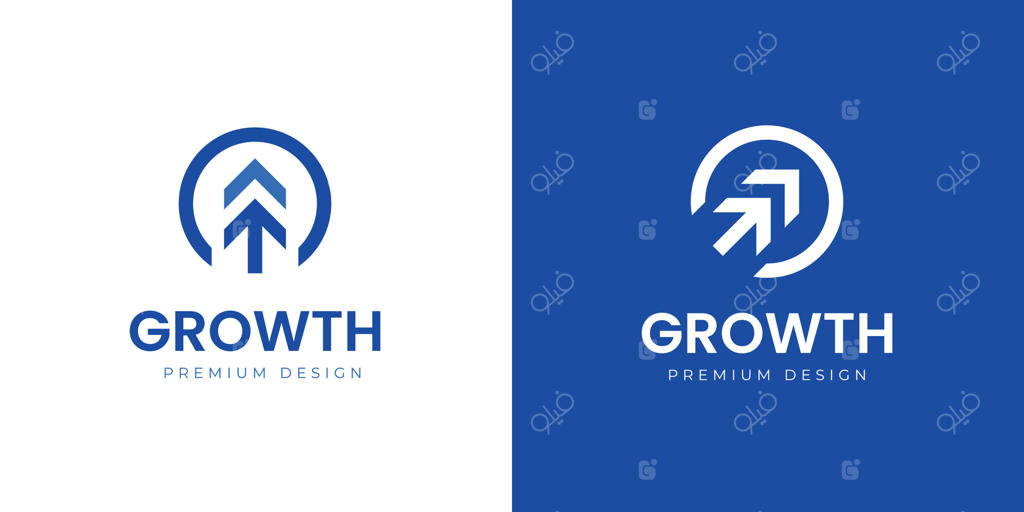 طراحی آیکون رشد پیکان: آرم جهت‌دهی حرکت پیکان برای بازاریابی، لجستیک و مالی