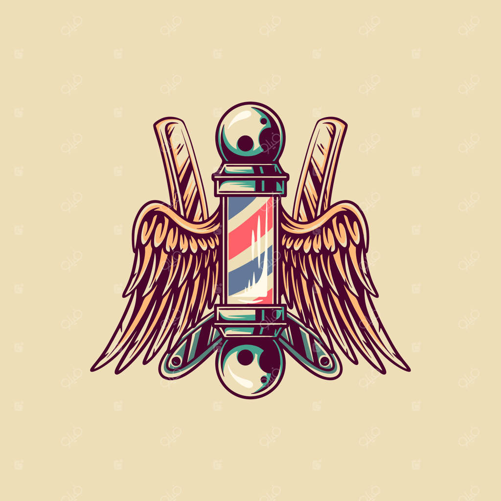 تصویرسازی رترو آرایشگاه وینگ