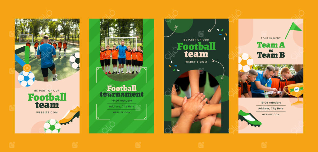 استوری‌های اینستاگرام تیم فوتبال با طراحی فلت