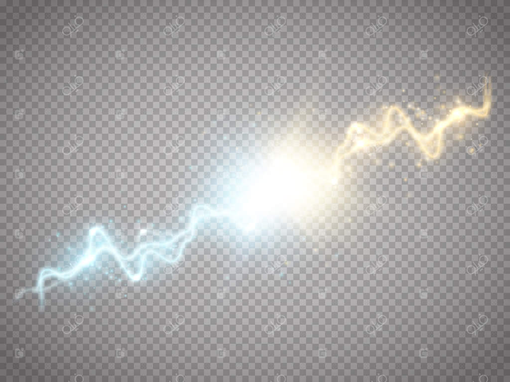 تصویری از برخورد دو نیروی انرژی با تخلیه الکتریکی و رعد و برق