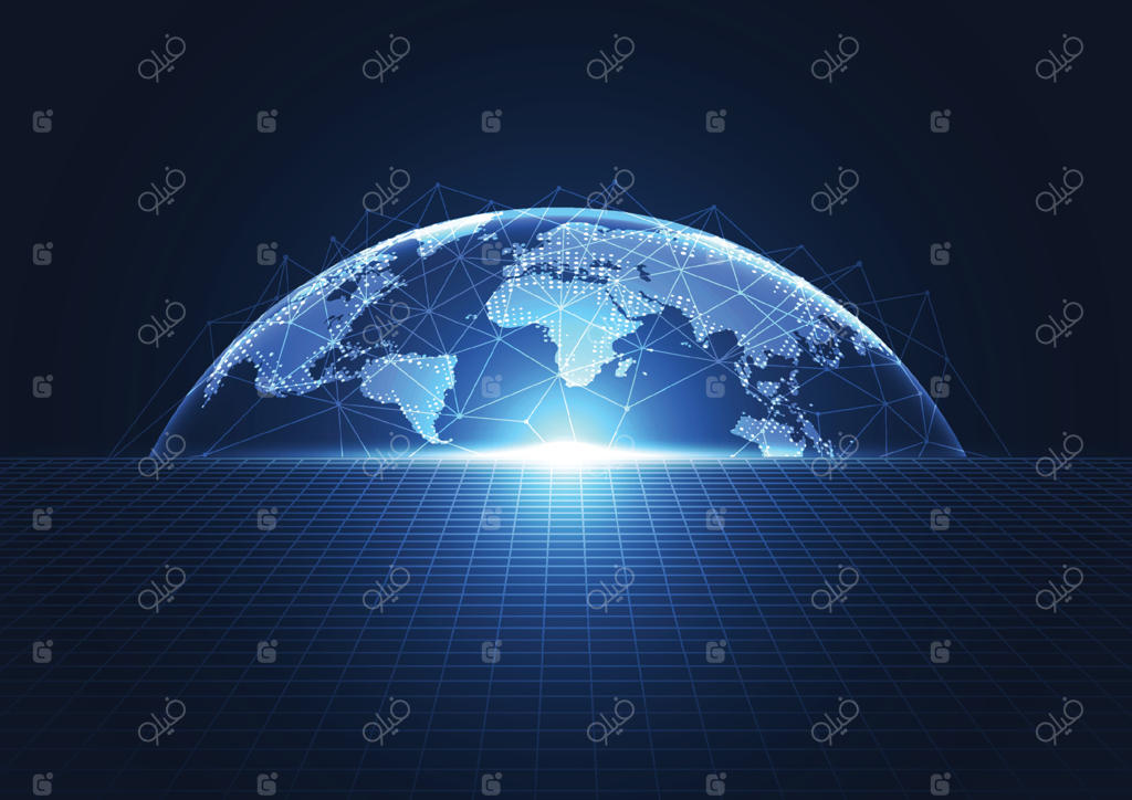 طرح پس‌زمینه آبی برای مفهوم نوآوری در فناوری دیجیتال. برداری