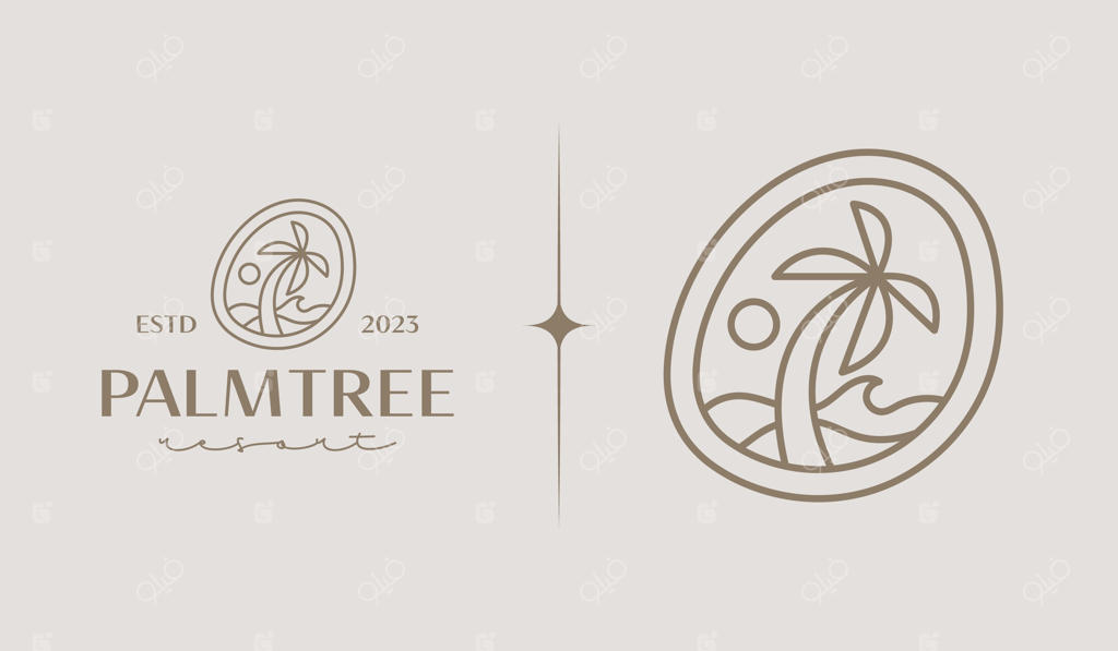 پترن لوگوی درخت نخل: نماد خلاقانه و مینیمال برای هویت تجاری شرکت‌ها