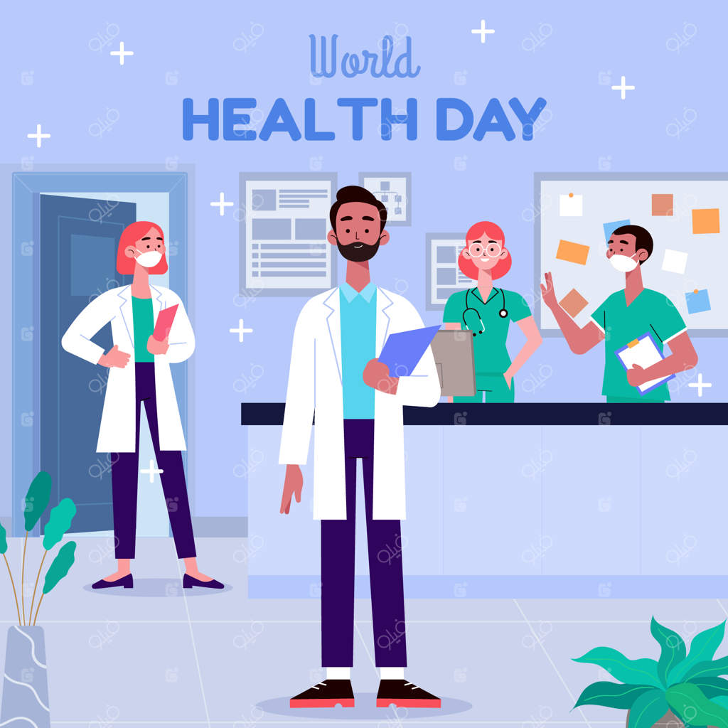 تصویرسازی تخت برای جشن روز جهانی بهداشت