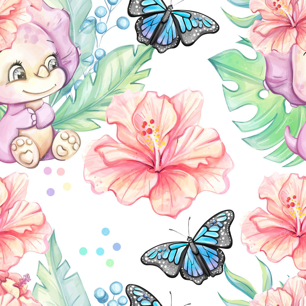 طرح هنری پروانه‌ها و گل‌های رنگارنگ