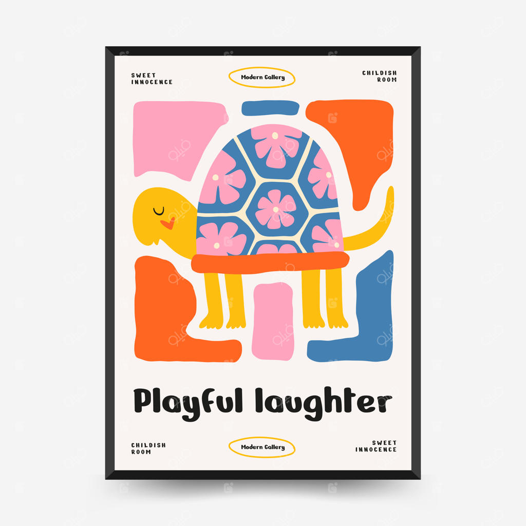 طرح پوستر انتزاعی و مدرن اتاق کودک با سبک مینیمال و طراحی دستی