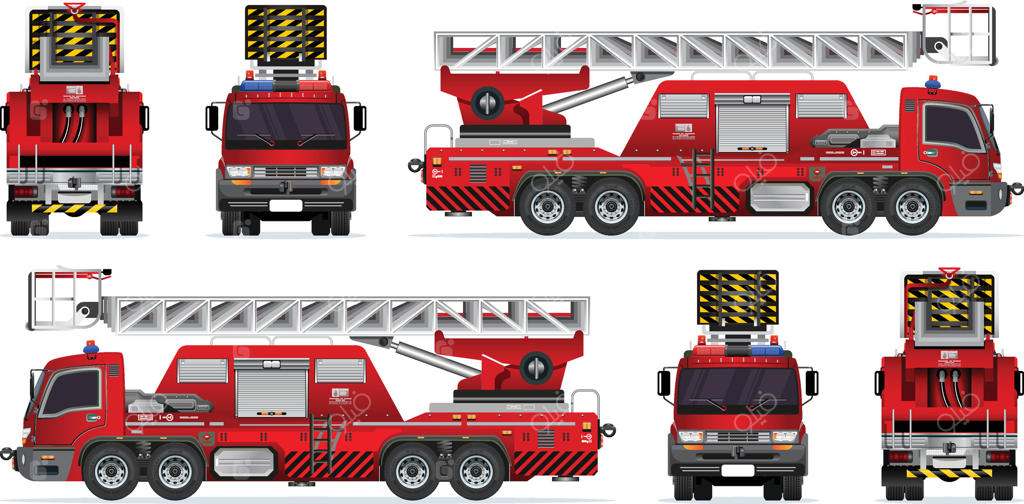 تصویرسازی مدرن ماشین آتش‌نشانی برای خدمات اضطراری - وکتور حرفه‌ای