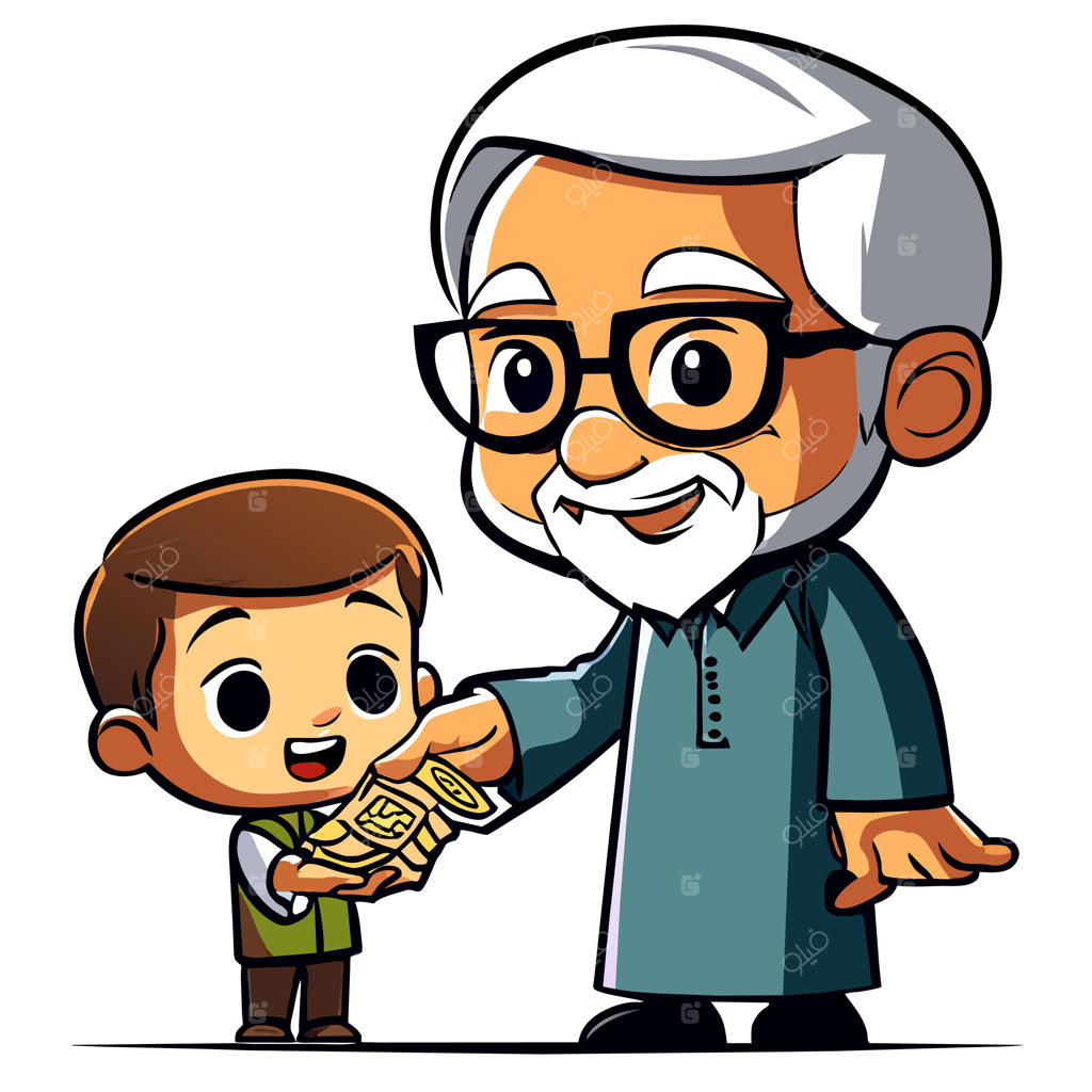 طرح وکتور کارتونی پیرمرد آرام