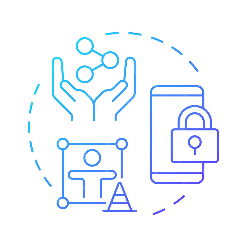آیکون مفهوم "باغ‌های محصور" با گرادیان آبی. پلتفرم‌هایی با محتوای محدود. تجربه دیجیتال. طراحی خطی دایره‌ای شکل. ایده انتزاعی. طراحی گرافیکی. مناسب برای اینفوگرافیک.