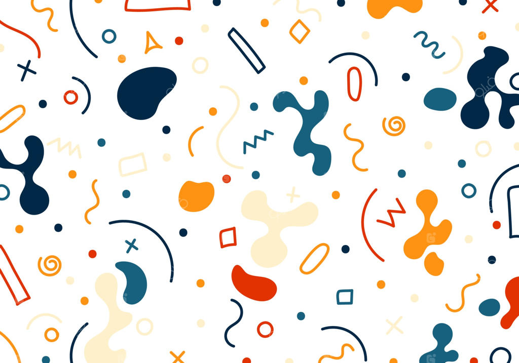 طرح‌های دستی از اشکال انتزاعی و ارگانیک، الگوهای هندسی و خطوط بر روی زمینه سفید.