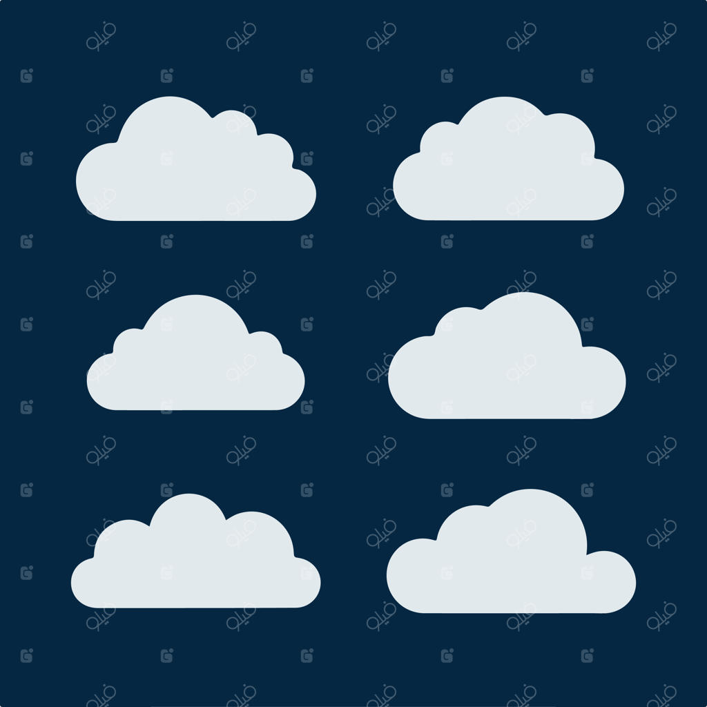 مجموعه‌ای از تصاویر ابرها با پس‌زمینه آبی