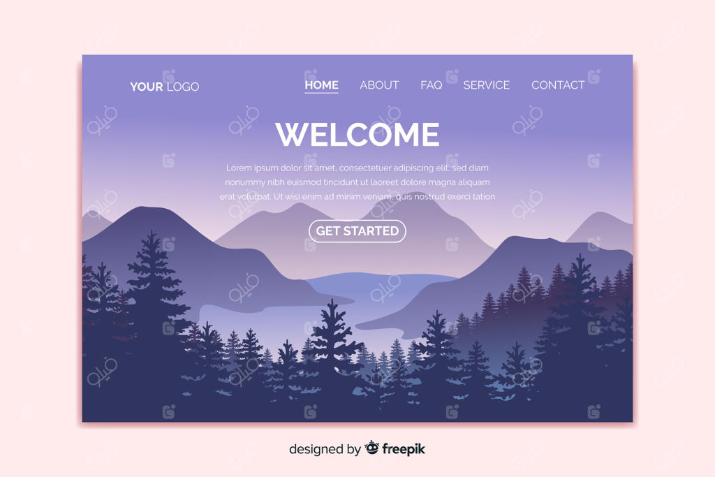 پترن صفحه فرود خوش‌آمدگویی با منظره طبیعی