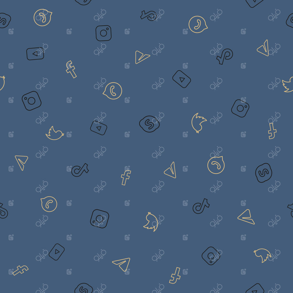 الگوی بدون درز وکتور با طرح شبکه‌های اجتماعی برای کاغذ دیواری