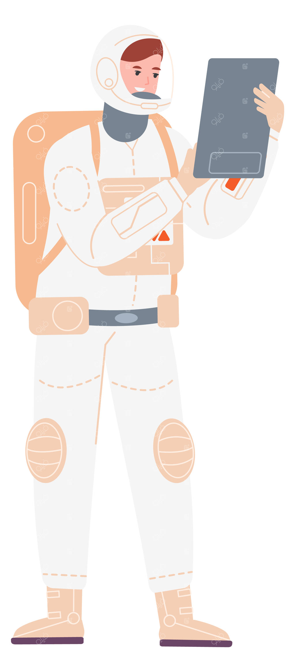 فضانورد با تبلت: مهندس فضای آینده با لباس فضایی