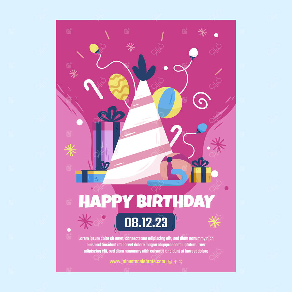 پوستر جشن تولد طراحی شده با دست