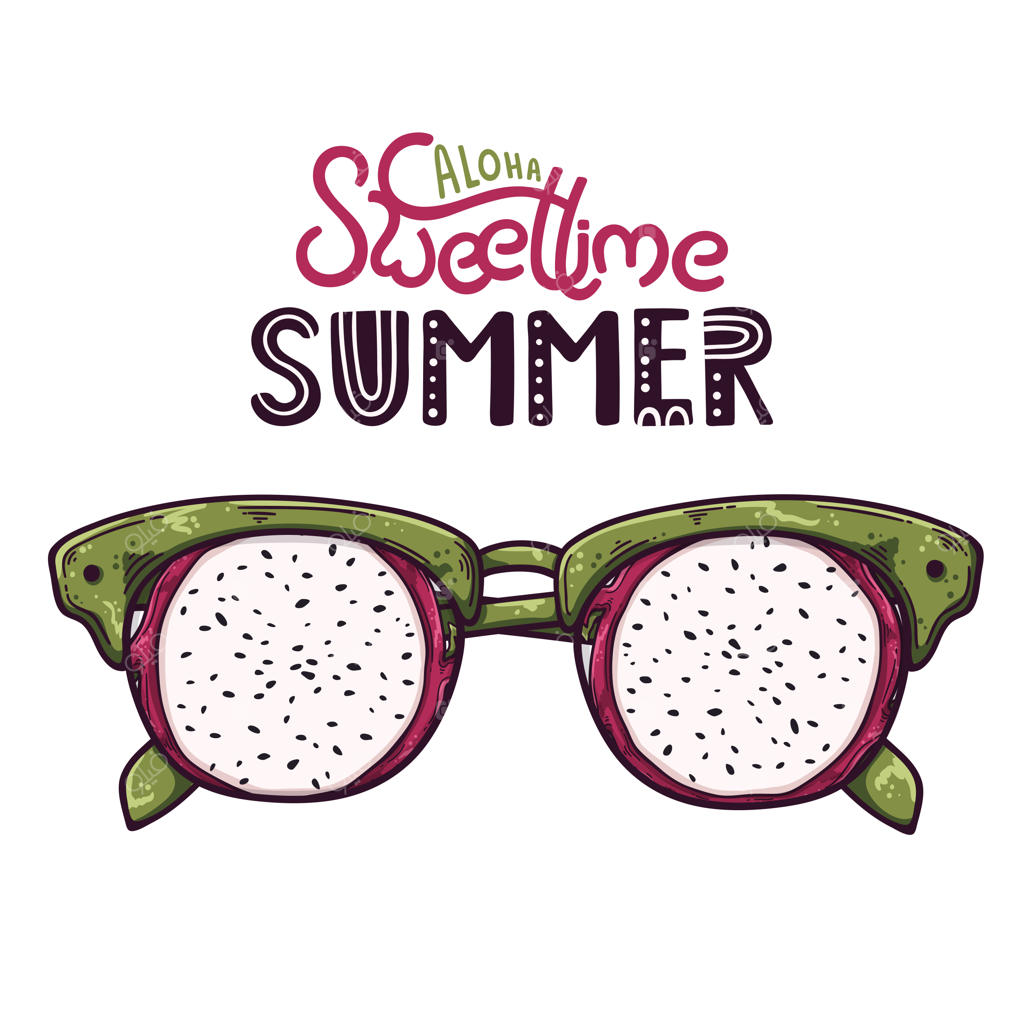 تصویرسازی وکتوری از عینکی با لنزهایی به شکل میوه اژدها.