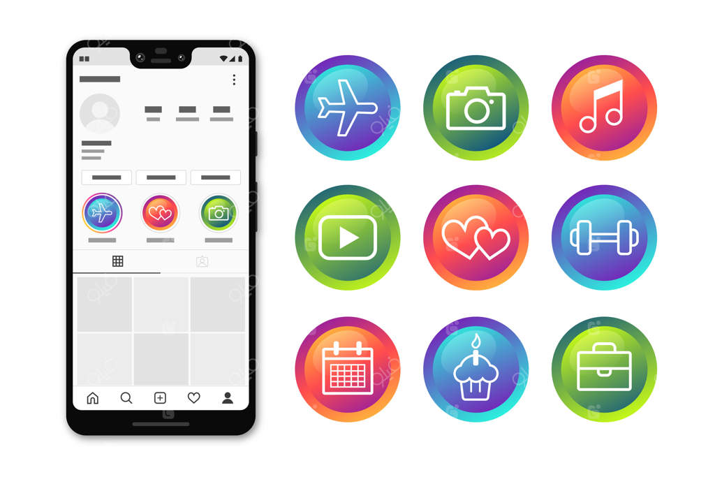 استوری‌های هایلایت اینستاگرام با گرادیانت رنگی