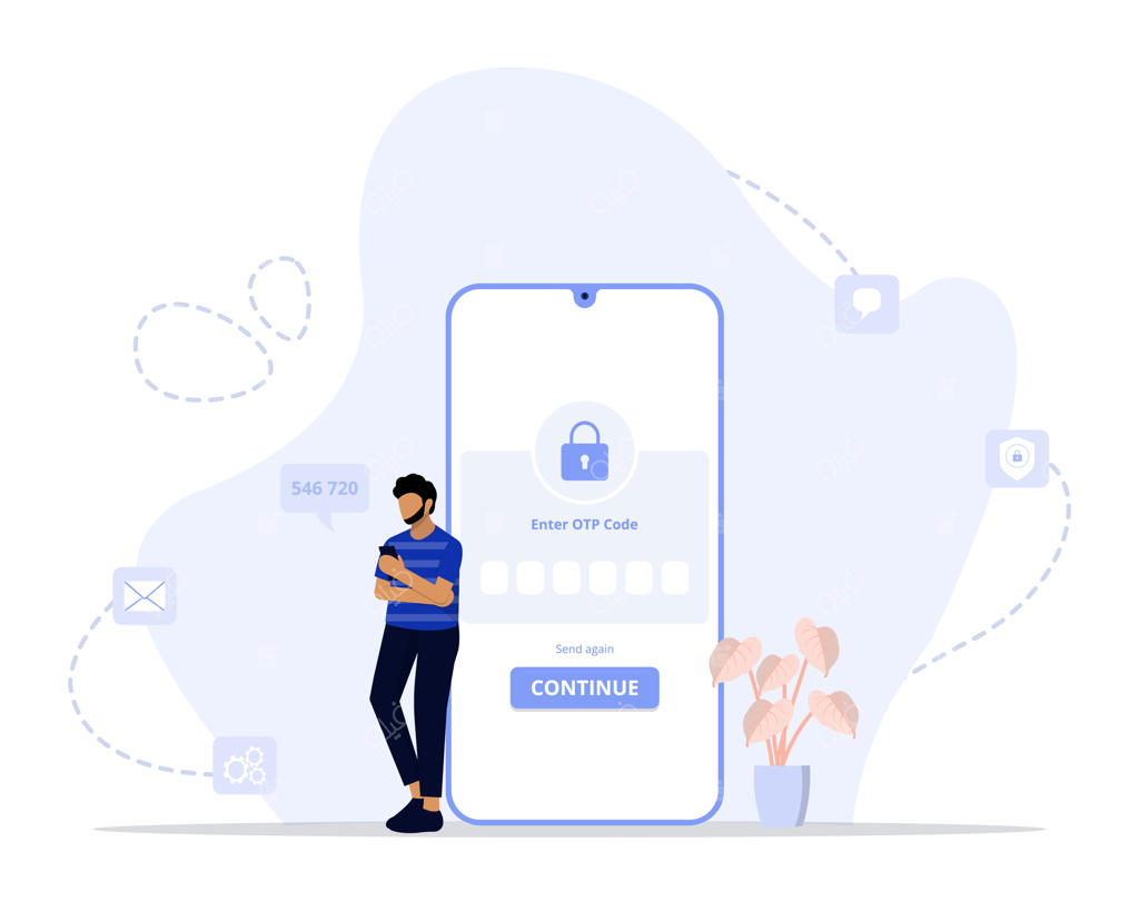 تصویرسازی مفهومی وارد کردن رمز یک‌بار مصرف