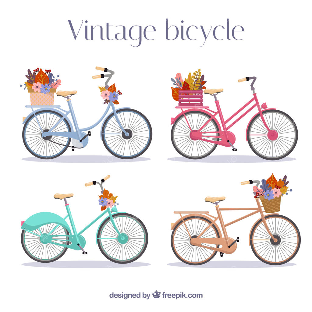دوچرخه‌های کلاسیک با گل‌ها