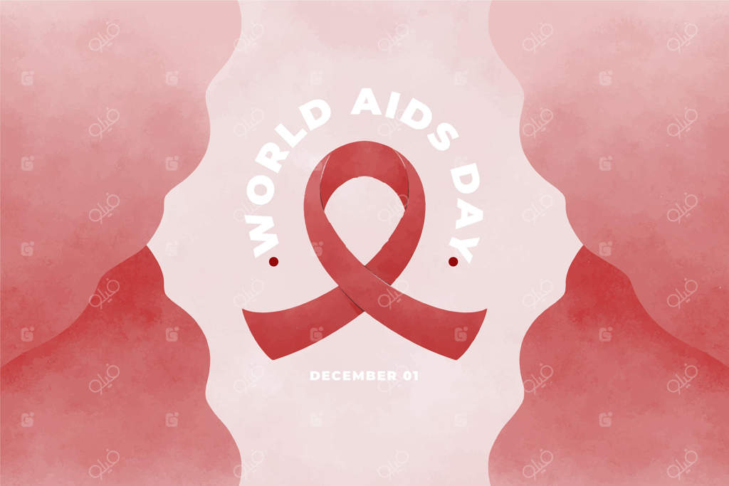 پس‌زمینه روز جهانی ایدز با طراحی آبرنگی