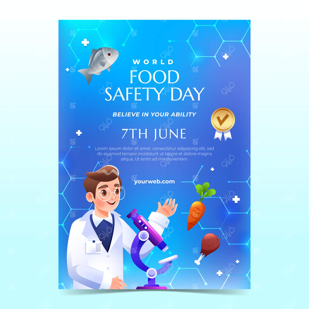 قالب پوستر عمودی برای آگاهی‌بخشی روز جهانی ایمنی غذا