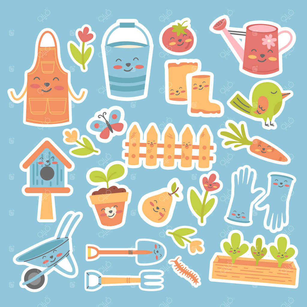 مجموعه استیکرهای بامزه دست‌ساز باغچه فانتزی