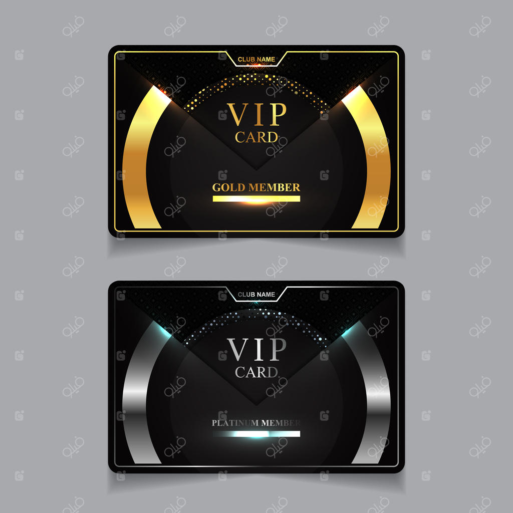 قالب طراحی کارت عضویت VIP طلایی و پلاتینیوم لوکس