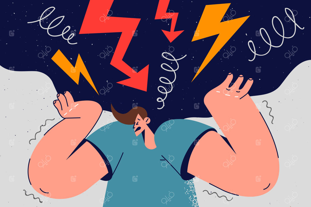 مرد مضطربی که از فکر بیش از حد رنج می‌برد