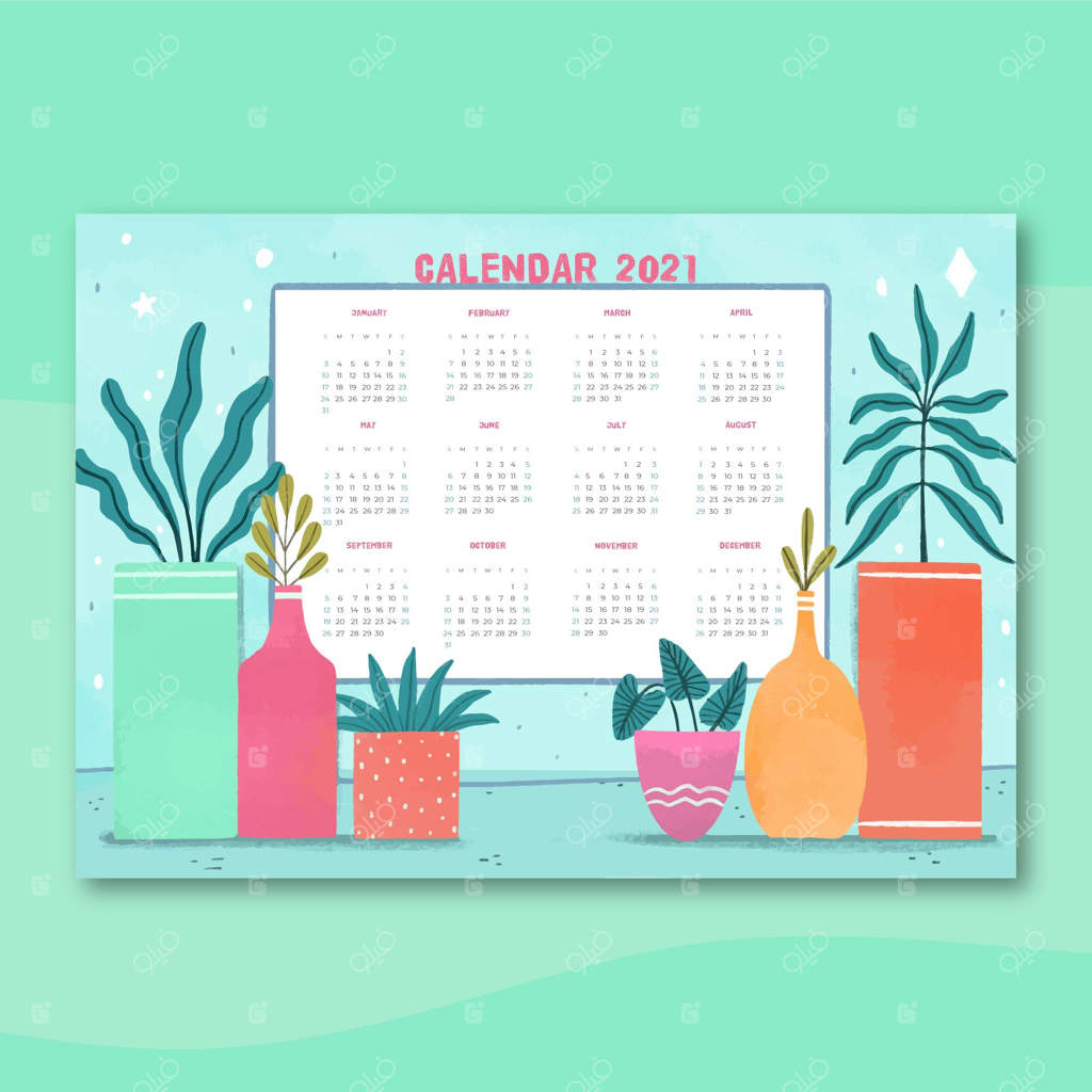 تقویم سال ۲۰۲۱ با طراحی دستی