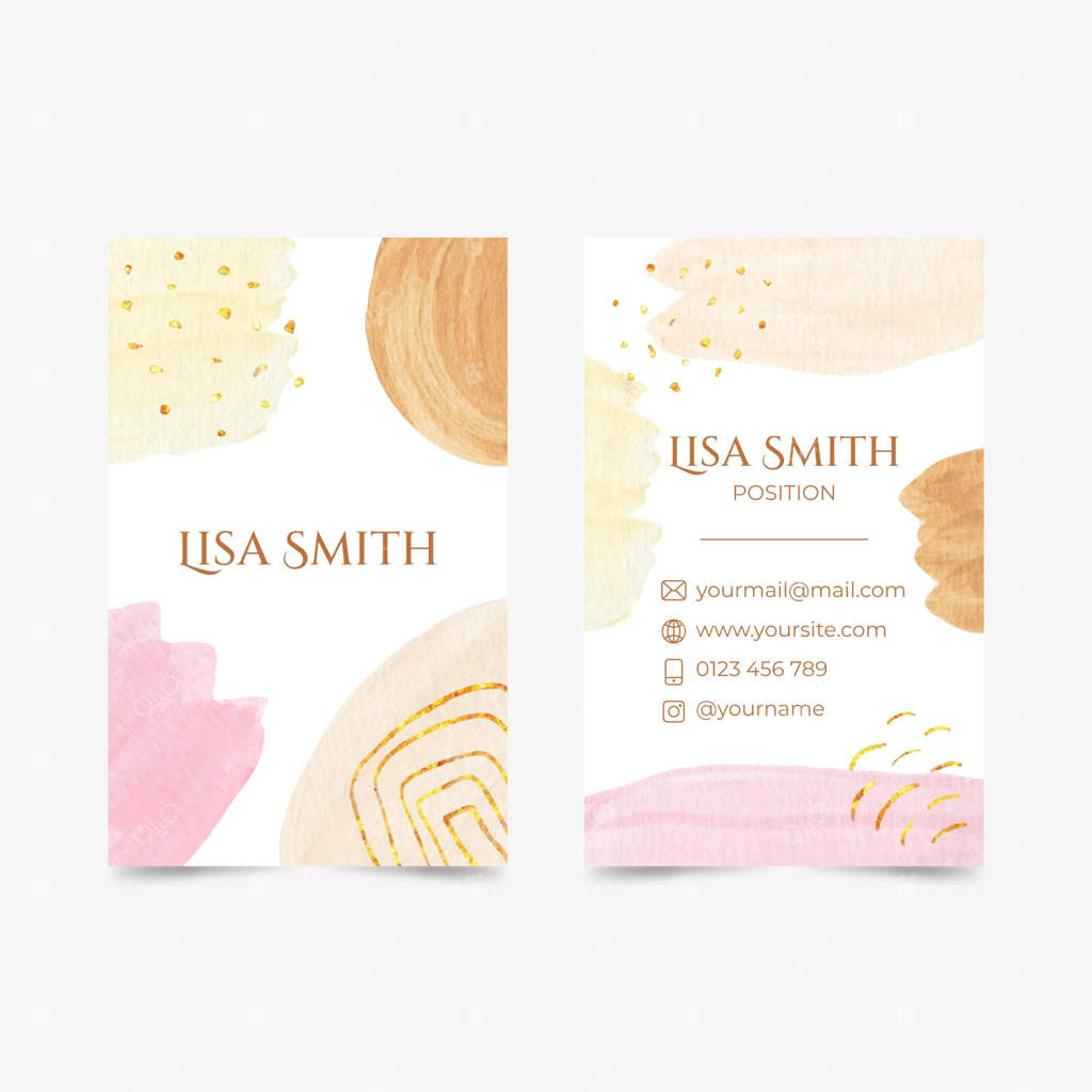 کارت ویزیت با نقش‌های抽象 آبرنگی