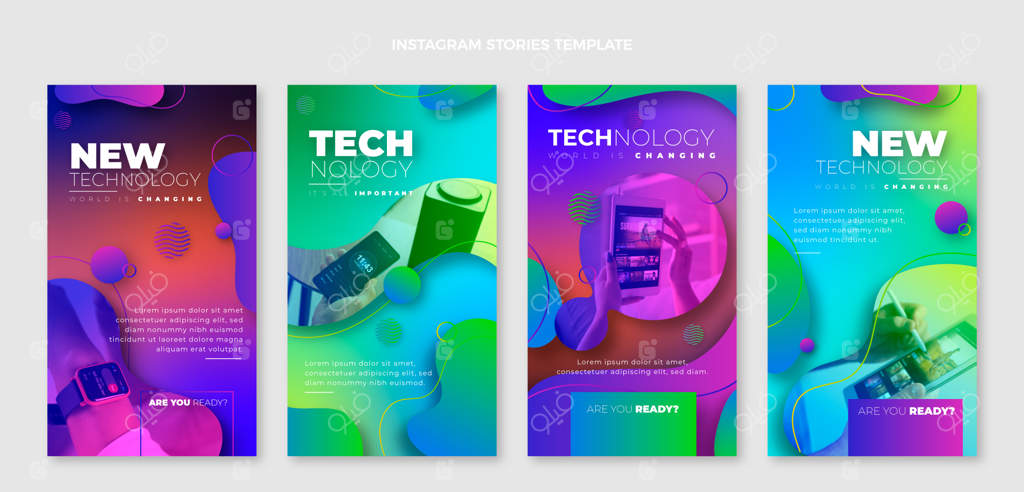 داستان‌های اینستاگرام: فناوری سیال با طراحی انتزاعی و گرادیان