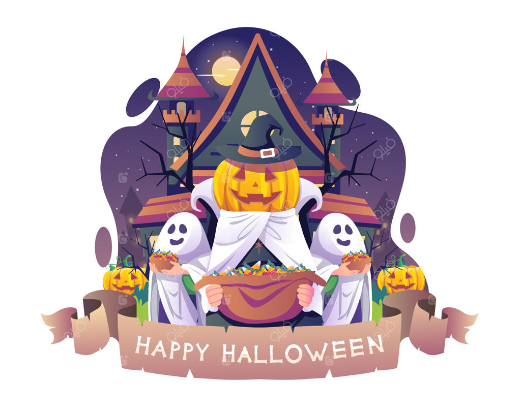 مردم با لباس‌های شبح و سرهای کدوتنبل با سطل‌های پر از آبنبات، هالووین را جشن می‌گیرند