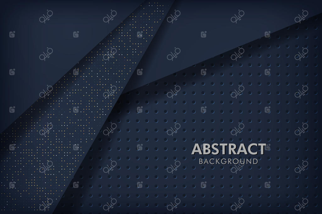 پس زمینه انتزاعی تیره با آبی نفتی و لایه‌های سیاه. بافت دایره‌ای با نقاط تزیینی سفید و طلایی اکلیل‌دار.