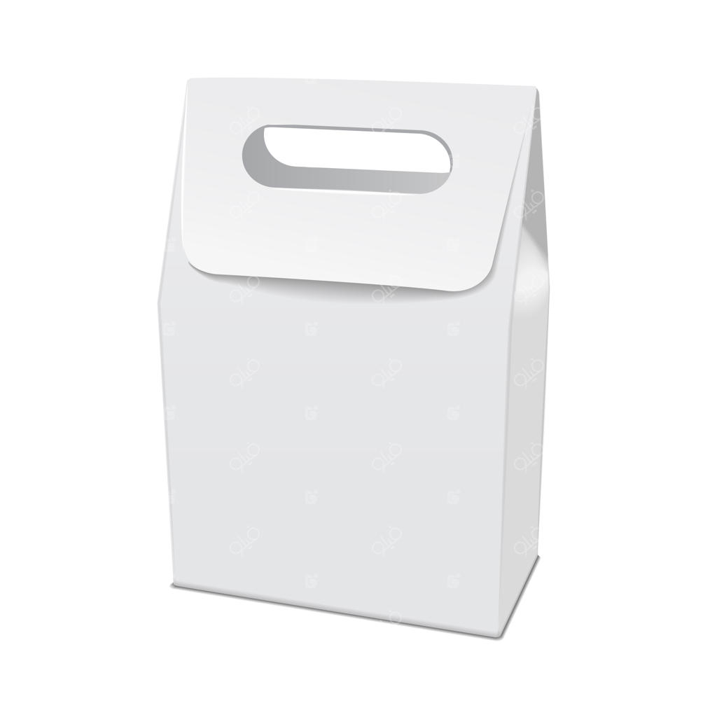 مدل مقوایی سفید جعبه غذای بیرون‌بر: قالب خالی و ساده برای محصولات، تصویر‌سازی