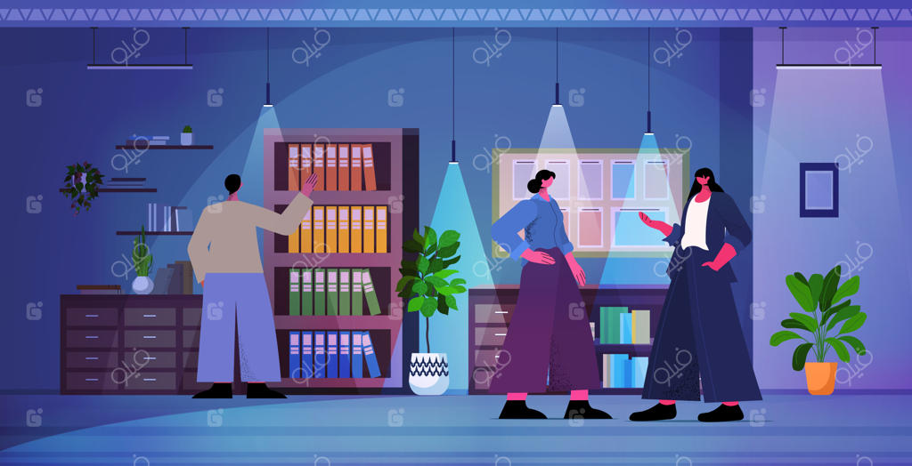 افراد شاغل به شدت خسته، در حال بحث در جلسه کاری در دفتر مدرن شبانه