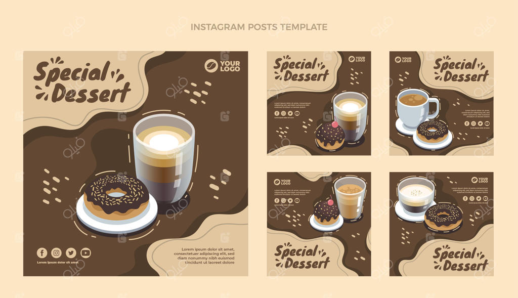 پست‌های اینستاگرامی دسرهای خاص با طراحی فلت