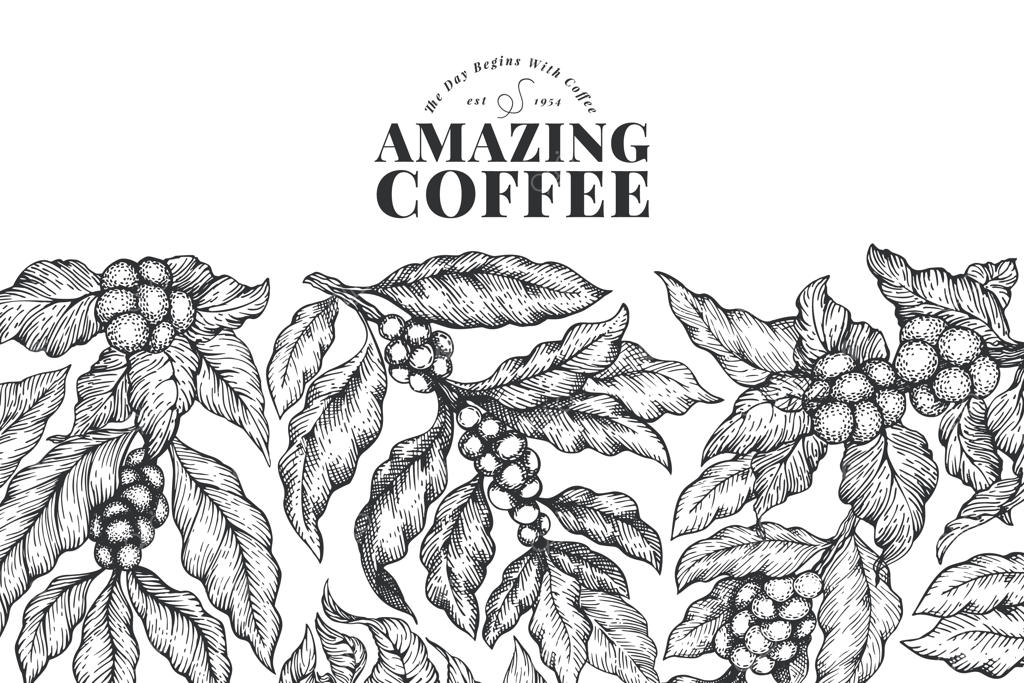 قالب بنر دستی طراحی شده قهوه.