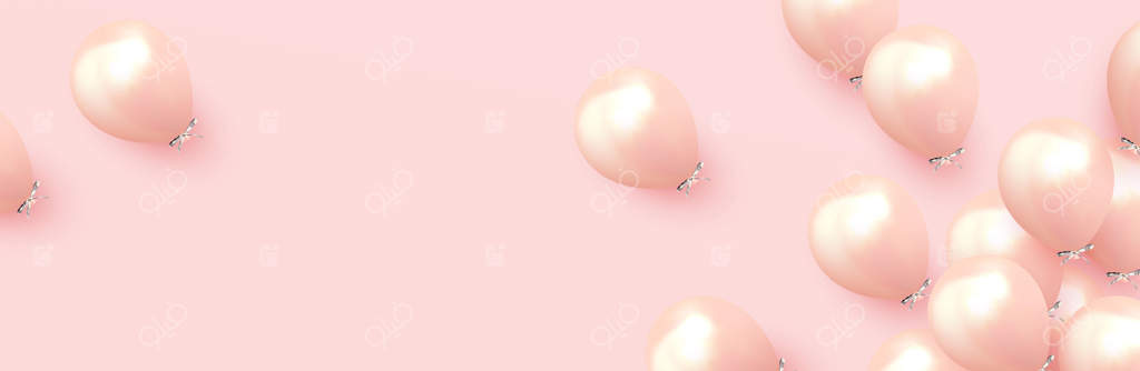 پس‌زمینه بادکنک‌ها. بنر جشن و شادی با بادکنک‌های هلیومی. قالب جشن تولد و سالگرد. اشیاء تزئینی واقعی برای پوستر. تصویرسازی وکتور