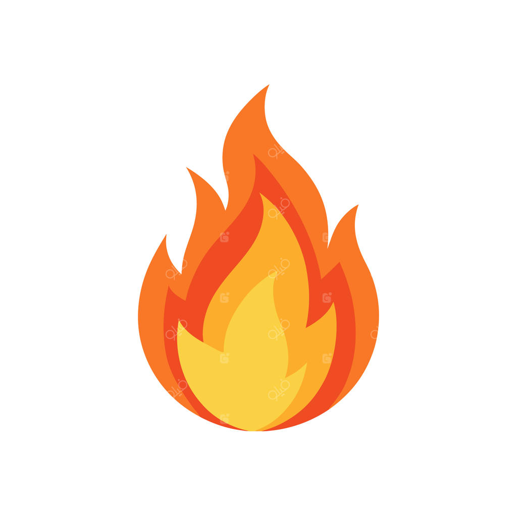 تصویر آتش با شعله‌ای که کلمه Fire را نمایش می‌دهد