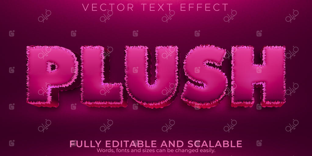 افکت متن مخملی، سبک متنی صورتی و نرم قابل ویرایش