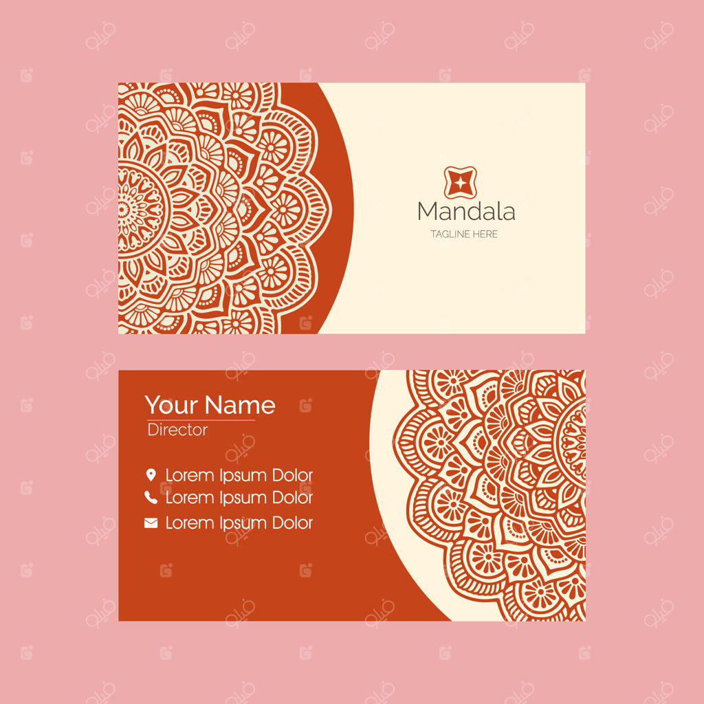 کارت ویزیت لوکس نارنجی به طرح ماندالا