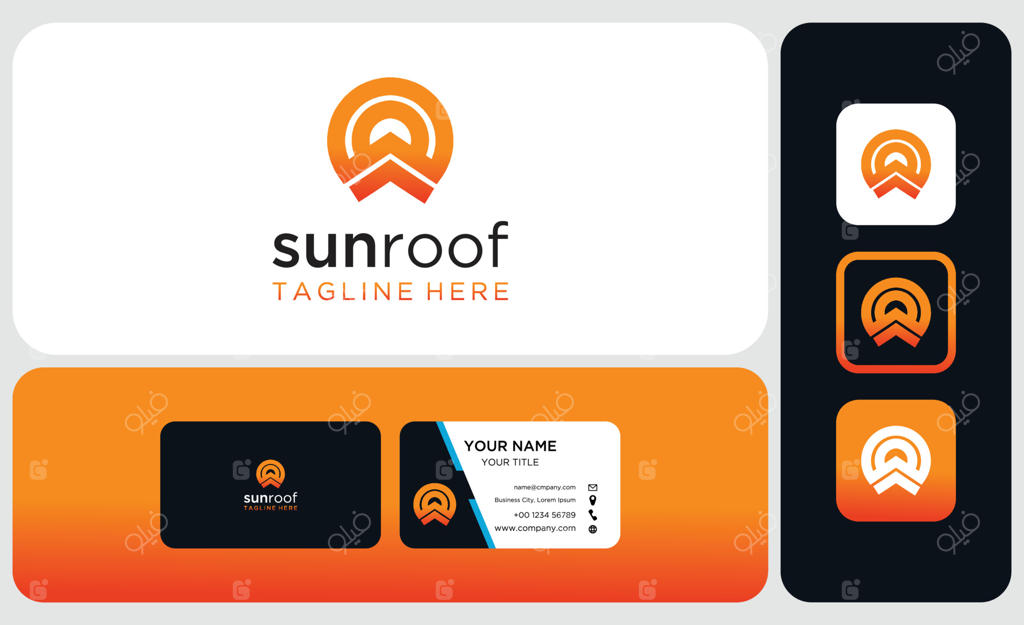 پترن آیکون لوگوی خانه با انرژی خورشیدی. پانل خورشیدی بر روی سقف خانه با نماد خورشید. نشان شرکت انرژی جایگزین. نماد کسب‌وکار برق تجدیدپذیر. تصویرسازی وکتور.