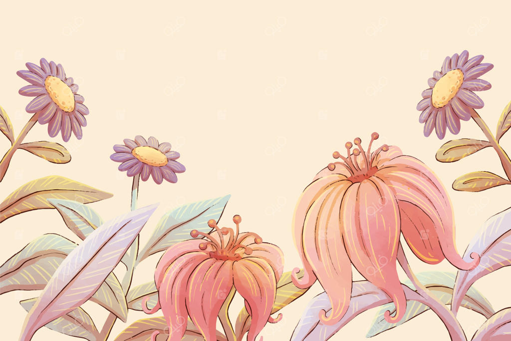 تصویرسازی گل‌های قدیمی با آبرنگ