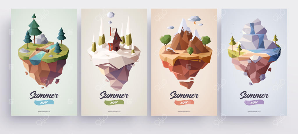 سبک چندضلعی کم: تصویرسازی برداری از جزایر طبیعی هندسی