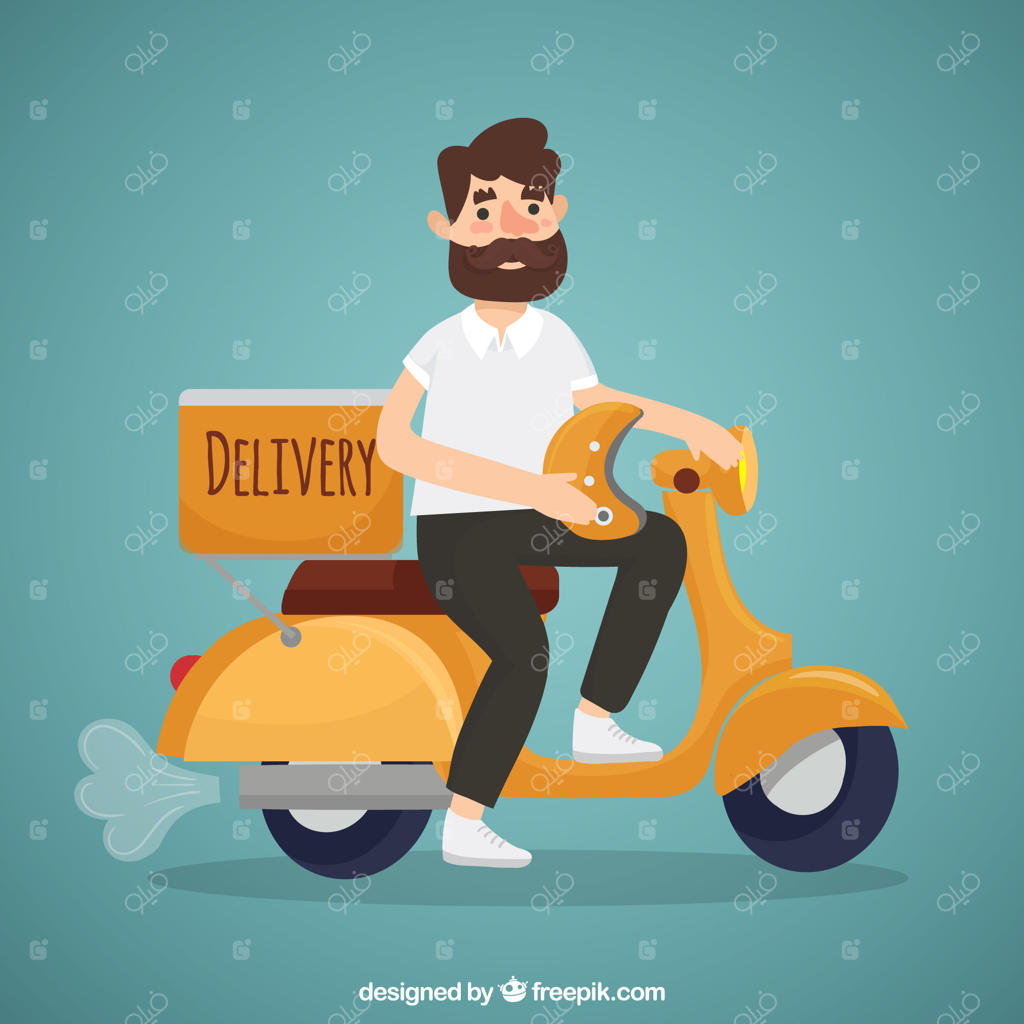 پیک مدرن با ریش و کلاه ایمنی