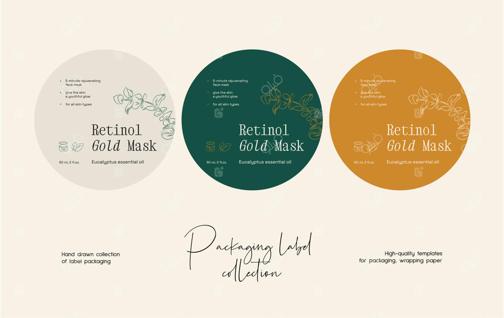 الگوی طراحی برچسب لوازم آرایشی با نقاشی دستی وکتوری