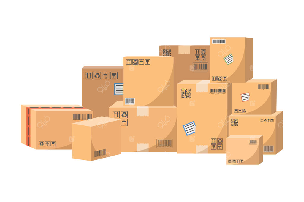 جعبه‌های مقوایی برای حمل و نقل کالاها.